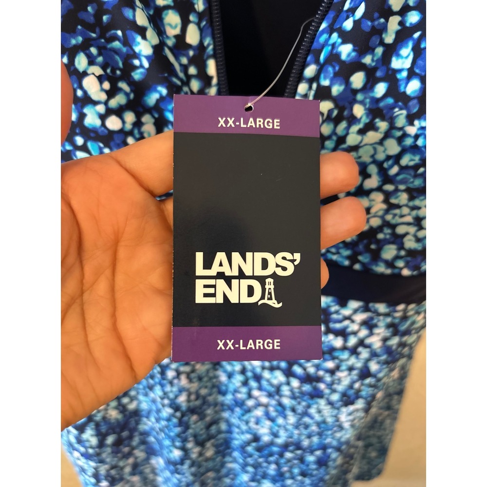 NWT Lands' End Zip Front Swim Dress Turquoise Resortwear Vacation SZ XXL - Picture 4 of 7